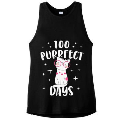 100 Purrfect Days Cat Happy 100th Day Of School Costume Ladies PosiCharge Tri-Blend Wicking Tank