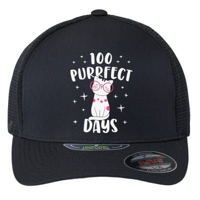 100 Purrfect Days Cat Happy 100th Day Of School Costume Flexfit Unipanel Trucker Cap