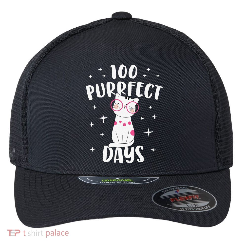 100 Purrfect Days Cat Happy 100th Day Of School Costume Flexfit Unipanel Trucker Cap