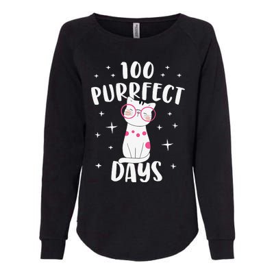 100 Purrfect Days Cat Happy 100th Day Of School Costume Womens California Wash Sweatshirt