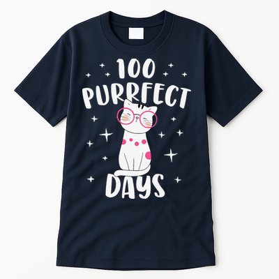 100 Purrfect Days Cat Happy 100th Day Of School Costume Tall T-Shirt