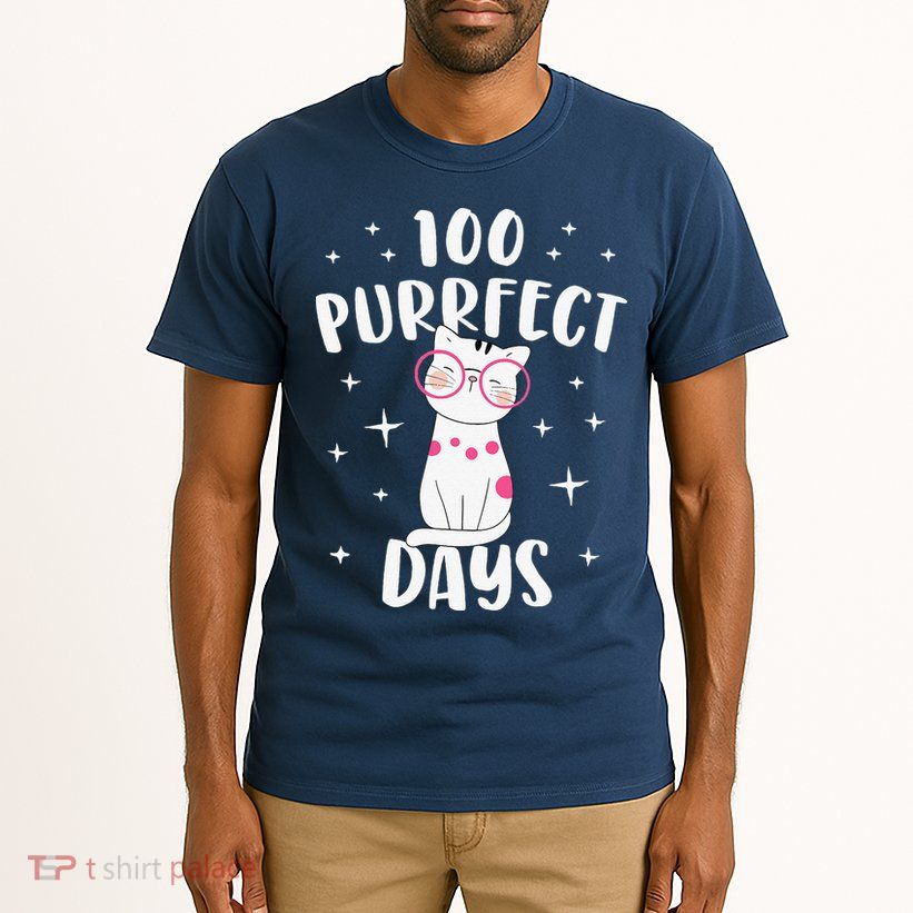100 Purrfect Days Cat Happy 100th Day Of School Costume Tall T-Shirt