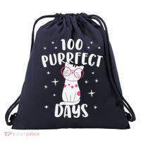 100 Purrfect Days Cat Happy 100th Day Of School Costume Drawstring Bag