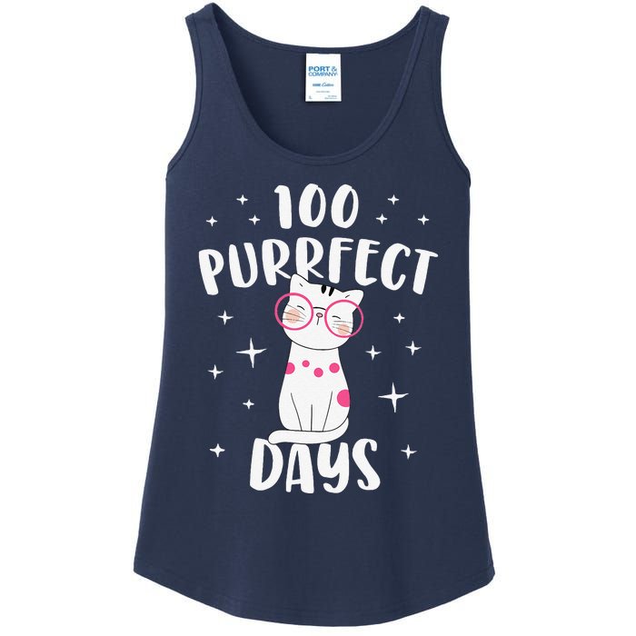 100 Purrfect Days Cat Happy 100th Day Of School Costume Ladies Essential Tank