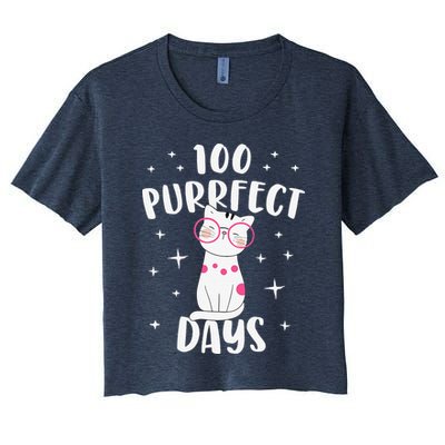 100 Purrfect Days Cat Happy 100th Day Of School Costume Crop Top
