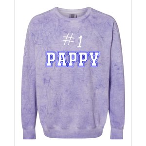 #1 Pappy Fathers Day Present Daddy Pa American Dad Cute Gift Colorblast Crewneck Sweatshirt