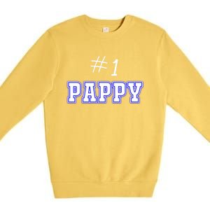 #1 Pappy Fathers Day Present Daddy Pa American Dad Cute Gift Premium Crewneck Sweatshirt