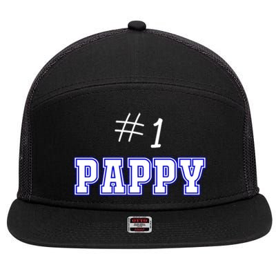 #1 Pappy Fathers Day Present Daddy Pa American Dad Cute Gift 7 Panel Mesh Trucker Snapback Hat