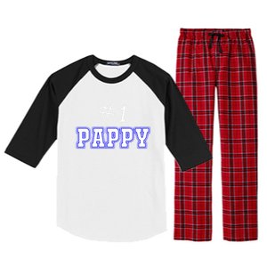 #1 Pappy Fathers Day Present Daddy Pa American Dad Cute Gift Raglan Sleeve Pajama Set