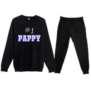 #1 Pappy Fathers Day Present Daddy Pa American Dad Cute Gift Premium Crewneck Sweatsuit Set