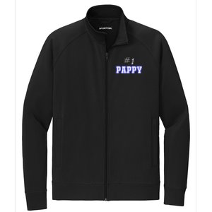 #1 Pappy Fathers Day Present Daddy Pa American Dad Cute Gift Stretch Full-Zip Cadet Jacket