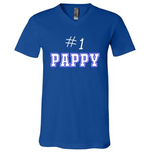 #1 Pappy Fathers Day Present Daddy Pa American Dad Cute Gift V-Neck T-Shirt