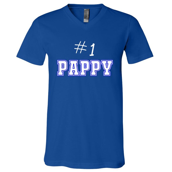 #1 Pappy Fathers Day Present Daddy Pa American Dad Cute Gift V-Neck T-Shirt