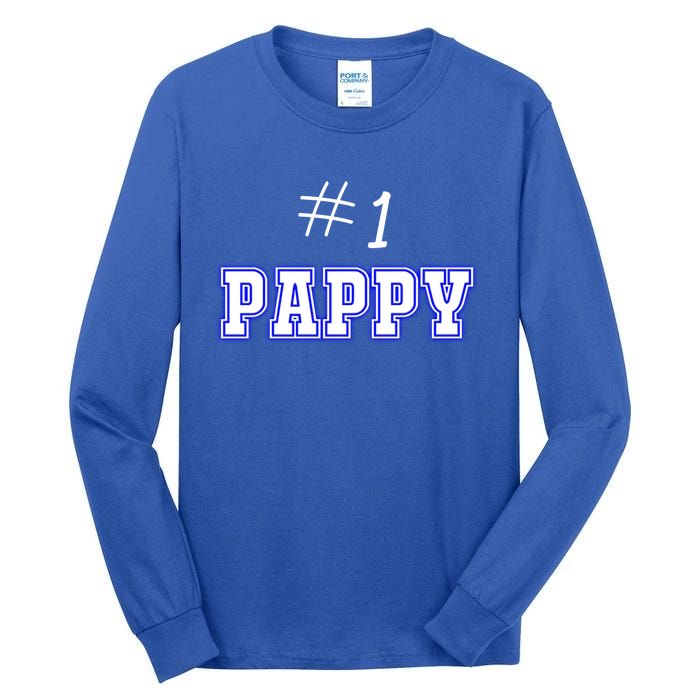 #1 Pappy Fathers Day Present Daddy Pa American Dad Cute Gift Tall Long Sleeve T-Shirt