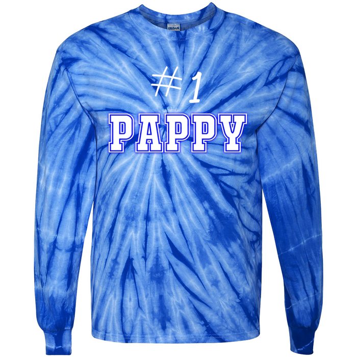 #1 Pappy Fathers Day Present Daddy Pa American Dad Cute Gift Tie-Dye Long Sleeve Shirt