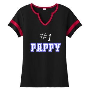 #1 Pappy Fathers Day Present Daddy Pa American Dad Gift Ladies Halftime Notch Neck Tee