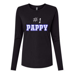 #1 Pappy Fathers Day Present Daddy Pa American Dad Gift Womens Cotton Relaxed Long Sleeve T-Shirt