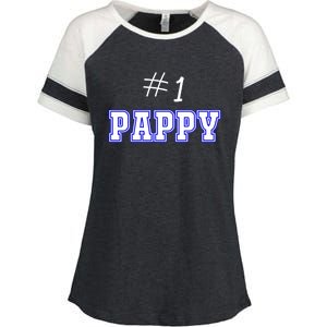 #1 Pappy Fathers Day Present Daddy Pa American Dad Gift Enza Ladies Jersey Colorblock Tee