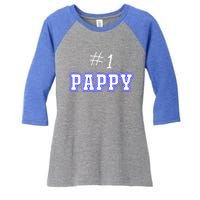 #1 Pappy Fathers Day Present Daddy Pa American Dad Gift Women's Tri-Blend 3/4-Sleeve Raglan Shirt