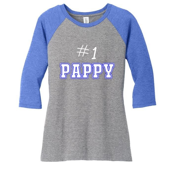 #1 Pappy Fathers Day Present Daddy Pa American Dad Gift Women's Tri-Blend 3/4-Sleeve Raglan Shirt