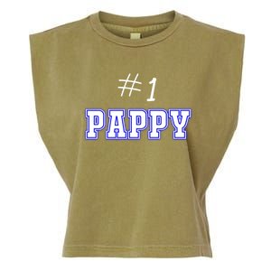 #1 Pappy Fathers Day Present Daddy Pa American Dad Gift Garment-Dyed Women's Muscle Tee