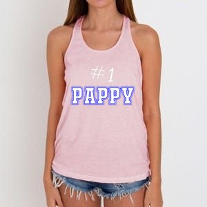 #1 Pappy Fathers Day Present Daddy Pa American Dad Gift Women's Knotted Racerback Tank