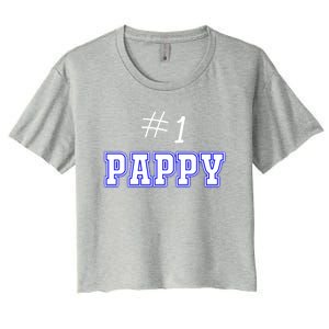 #1 Pappy Fathers Day Present Daddy Pa American Dad Gift Women's Crop Top Tee