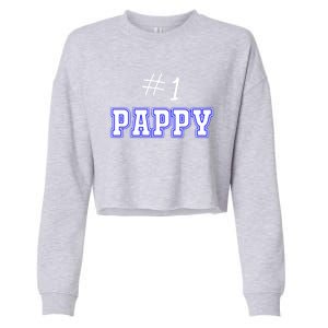 #1 Pappy Fathers Day Present Daddy Pa American Dad Gift Cropped Pullover Crew