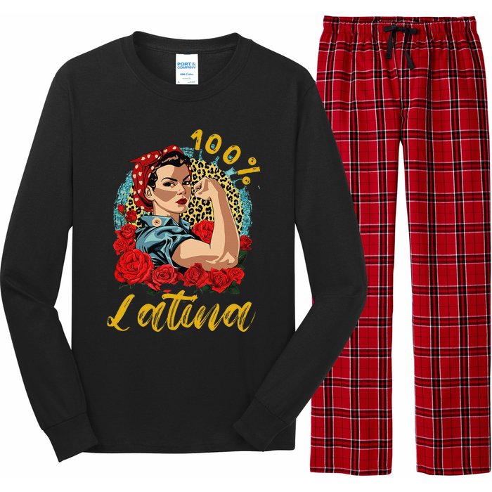 100 Percent Latina Hispanic Heritage Month Latin Women Long Sleeve Pajama Set