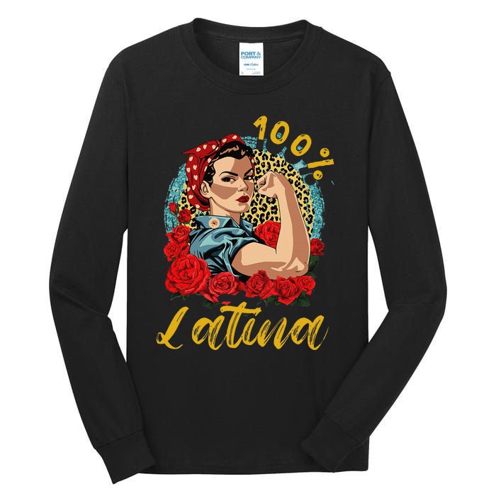 100 Percent Latina Hispanic Heritage Month Latin Women Tall Long Sleeve T-Shirt