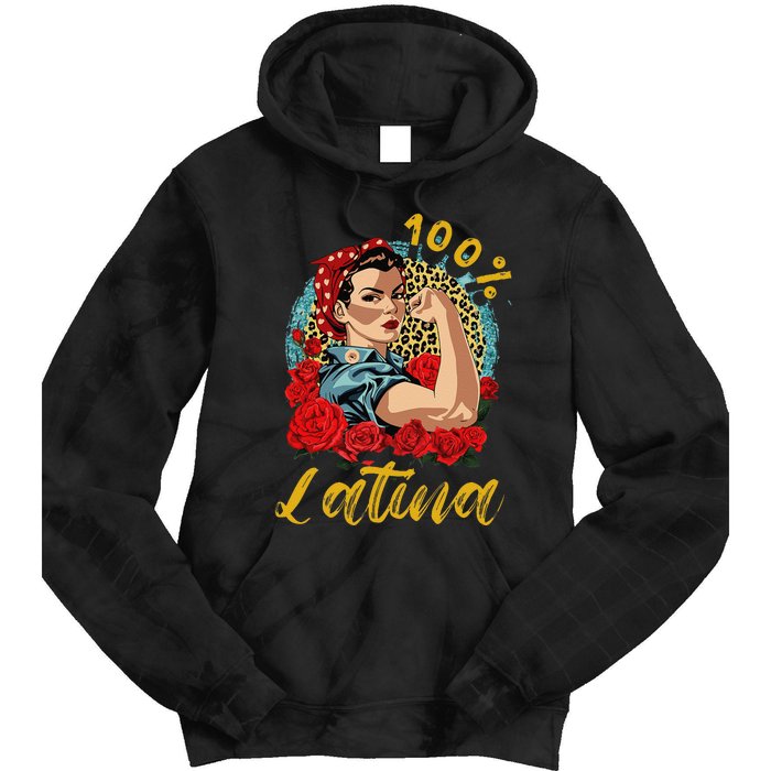 100 Percent Latina Hispanic Heritage Month Latin Women Tie Dye Hoodie