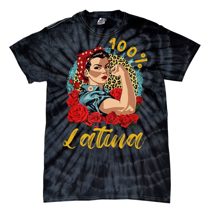 100 Percent Latina Hispanic Heritage Month Latin Women Tie-Dye T-Shirt