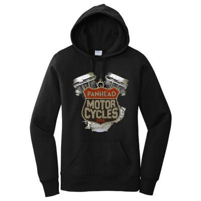 1958 Panhead Motorcycle Vintage Distressed Biker Chopper Rat Women's Pullover Hoodie