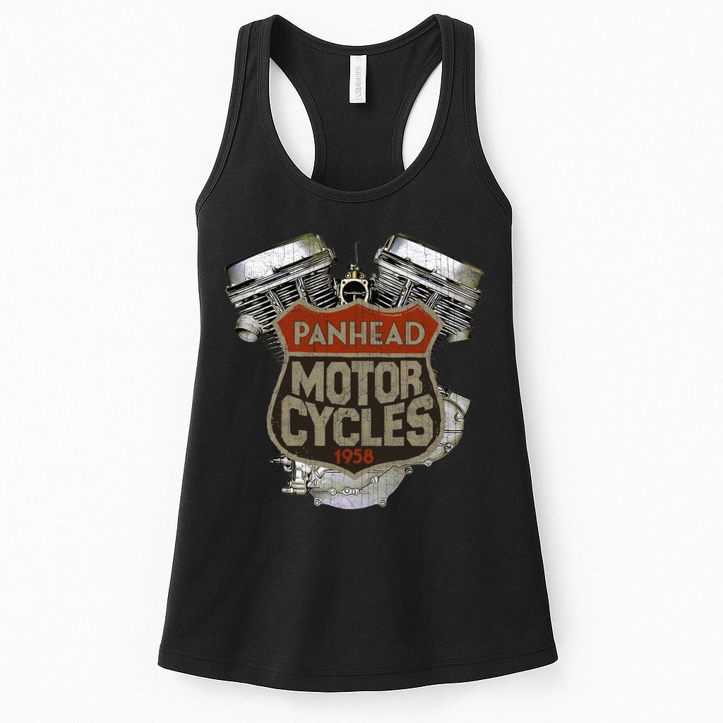 1958 Panhead Motorcycle Vintage Distressed Biker Chopper Rat Womens Tank Top