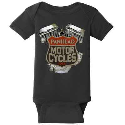 1958 Panhead Motorcycle Vintage Distressed Biker Chopper Rat Baby Bodysuit
