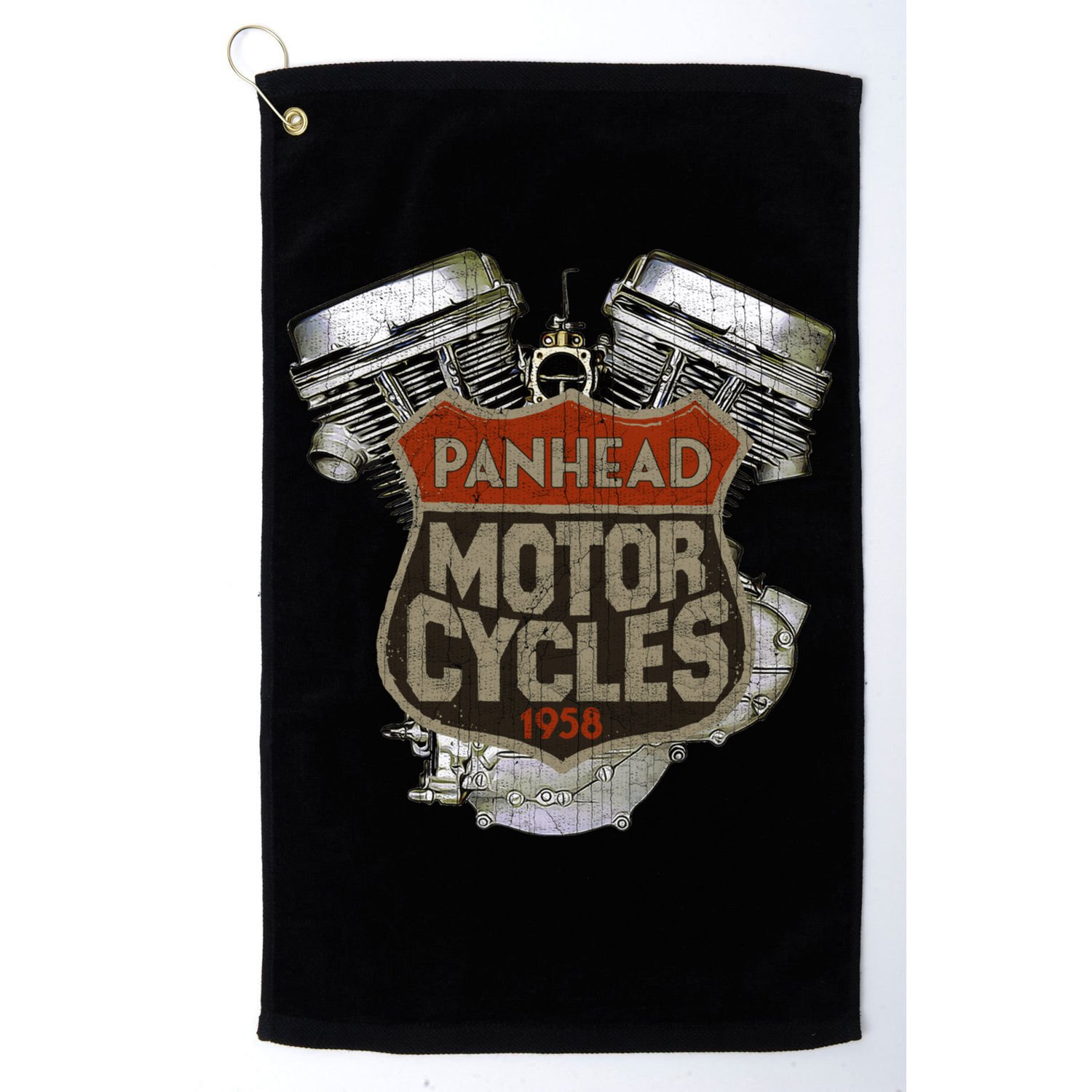 1958 Panhead Motorcycle Vintage Distressed Biker Chopper Rat Golf Towel