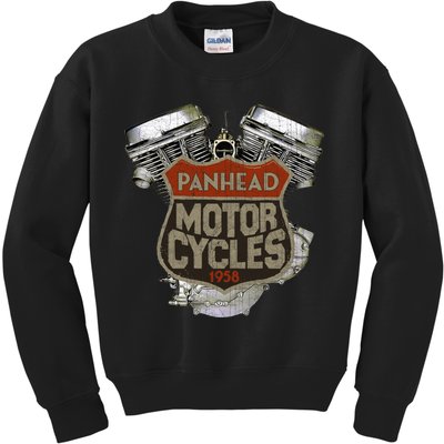 1958 Panhead Motorcycle Vintage Distressed Biker Chopper Rat Kids Sweatshirt