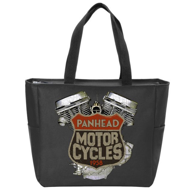 1958 Panhead Motorcycle Vintage Distressed Biker Chopper Rat Zip Tote Bag