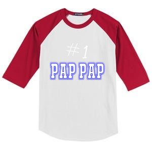 #1 Pap Pap Grandfather Granddad American Grandpa Gift Kids Colorblock Raglan Jersey