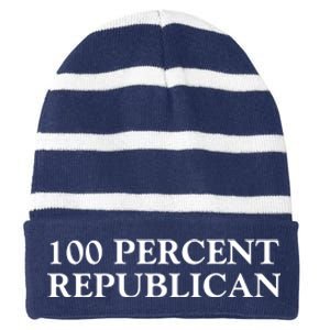 100 Percent Republican Conservative Gifts Striped Beanie with Solid Band