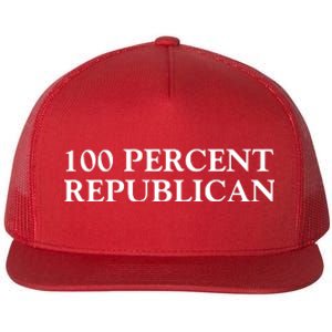 100 Percent Republican Conservative Gifts Flat Bill Trucker Hat