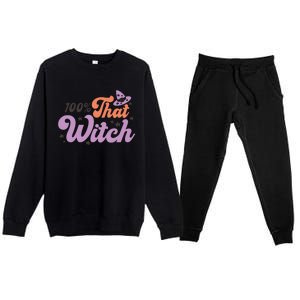 100 Percent That Witch Hat Groovy Halloween Costumes Meaningful Gift Premium Crewneck Sweatsuit Set