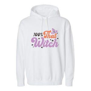 100 Percent That Witch Hat Groovy Halloween Costumes Meaningful Gift Garment-Dyed Fleece Hoodie