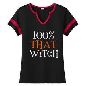 100 Percent That Witch Ladies Halftime Notch Neck Tee