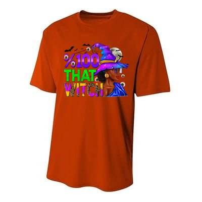 100 Percent That Witch Black Afro Witch Halloween Performance Sprint T-Shirt