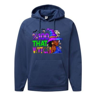 100 Percent That Witch Black Afro Witch Halloween Performance Fleece Hoodie