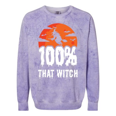 100 Percent That Witch Funny Witch Vibes Halloween Design Gift Colorblast Crewneck Sweatshirt