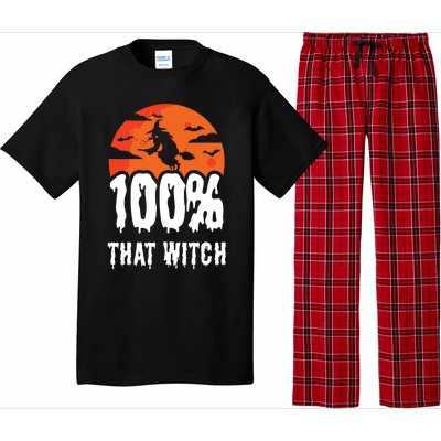 100 Percent That Witch Funny Witch Vibes Halloween Design Gift Pajama Set