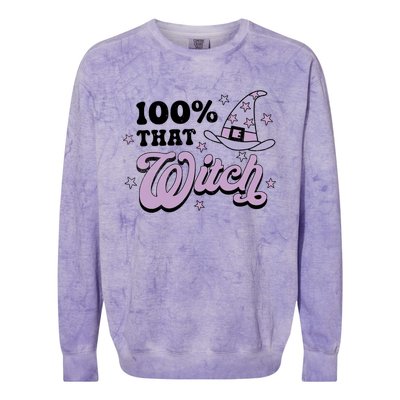 100 Percent That Witch Halloween Gift Colorblast Crewneck Sweatshirt