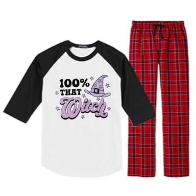 100 Percent That Witch Halloween Gift Raglan Sleeve Pajama Set